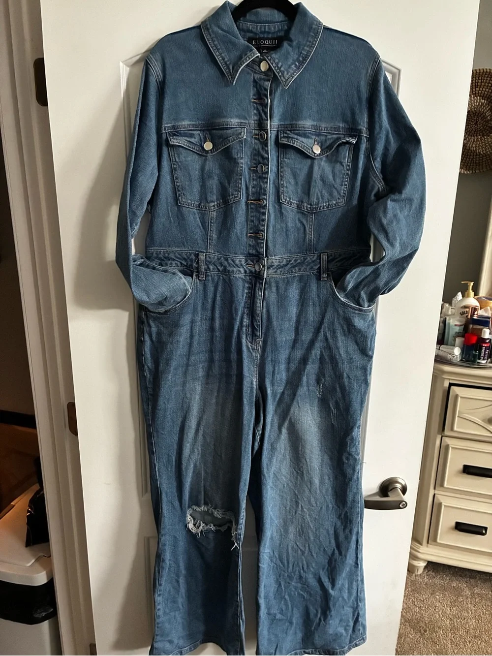 Eloquii Blue Denim Jumpsuit